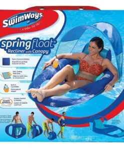 SwimWays Spring Float Recliner with Removable Canopy - Swim Lounger for Pool or Lake, Blue Dark Blue / Light Blue 28 713wPkZbzQL