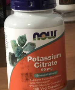 NOW Supplements, Potassium Citrate 99 mg, Supports Electrolyte Balance and Normal pH*, Essential Mineral, 180 Veg Capsules 180 Count (Pack of 1) Standard Packaging 33 713wQGtxtvL