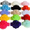 QandSweet Baby Girl's Headbands with Chiffon Lotus Flower Soft Nylon Headwraps for Take Pictures (Camellia Flower 15Pcs) Camellia Flower 15pcs