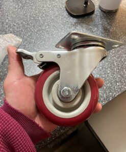 ABSLIMUS 4 inch Heavy Duty Casters Load 2400lbs, Lockable Bearing Plate Caster Wheels with Brakes, 360-degree Swivel Casters for Furniture and Workbench Cart, Set of 4 (Free Screws and a Spanner) 4 inch Red 42 713xuoUkhoL