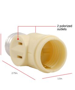 Alternative view of Power Gear 2-Outlet Socket Adapter, Add 2 Outlets to a Bulb Socket, 2 Prong, Polarized Outlets, Medium Base Socket, Use in Workshop, Garage or Utility Room, UL Listed, Light Almond, 54178