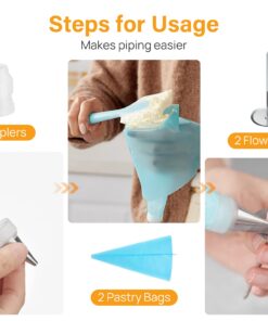 Kootek 42pcs Piping Bags and Tips Set, Cake Decorating Supplies Kits for Baking with 36 Numbered Frosting Icing Tips, 2 Reusable Pastry Bags, Easy Carry Storage Box and Other Baking Tools 29 713y2dvFt4L