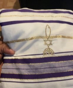 Holy Land Market Messianic Tallit Prayer Shawl Royal Blue/Gold With Matching Bag, Card and Brochure From Israel 19 713yCkeZJBL