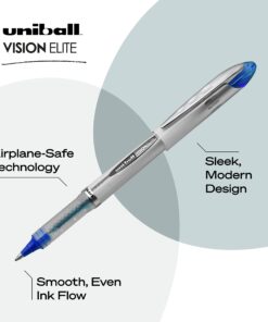 Uniball Vision Elite Rollerball Pens, Blue Pens Pack of 12, Bold Pens with 0.8mm Ink, Ink Black Pen, Pens Fine Point Smooth Writing Pens, Bulk Pens, and Office Supplies 8 713yVPOFObL