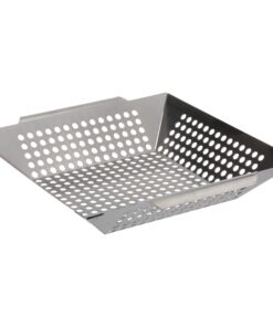 Mr. Bar-B-Q 06034Y Stainless Steel Vegetable Grill Basket | Perfect for Cooking Crispy Vegetables, Fish, and Meats on the Grill or BBQ | Built in Handles | Great for Cookouts and Camping 6 713z ZJQsML