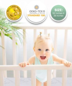 Alternative view of Waterproof Crib Mattress Protector | Toddler Mattress Cover 52” x 28” | Baby Crib Mattress Protector Pad Waterproof | Crib Mattress Cover | Crib Liner Bamboo Jacquard | Quiet Protector by iLuvBamboo Crib (52" x 28")