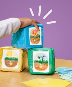 Carson Dellosa Education Carson Dellosa Differentiated Instruction Cubes—Blue, Yellow, Green Foam Learning Cubes with Clear Pockets, Customizable Learning Activities and Cards for All Subjects (3 pc) 11 713znLakeL