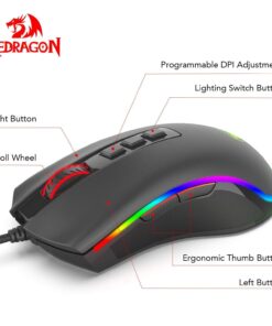 Alternative view of Redragon M711 Cobra Gaming Mouse with 16.8 Million RGB Color Backlit, 10,000 DPI Adjustable, Comfortable Grip, 7 Programmable Buttons Black