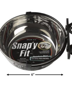 MidWest Homes for Pets Snap'y Fit Food Bowl | Pet Bowl, 20 oz. (2.5 cups) | Dog Bowl Easily Affixes to a Metal Dog Crate, Cat Cage or Bird Cage | Pet Bowl Measures 6L x 6W x 2H Inches,Silver 20 Ounces (2.5 cups) 28 714 vgE0kXL