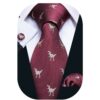 Barry.Wang Fun Animal Ties for Men Designer Handkerchief Cufflink WOVEN Casual Necktie Set A Burgundy Dinasour 16 7140LxfvwL