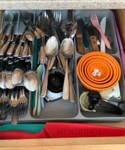 Joseph Joseph DrawerStore Kitchen Drawer Organizer Tray for Silverware Cutlery Utensils and Gadgets, Gray, 15.6 x 15.1 x 2.1 Inches Grey Large 20 7140QBZr79L