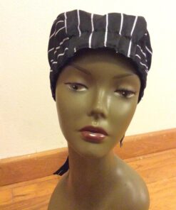 KNG Tie Back Chef Hat – Adjustable Chef Cap for Men or Women One Size Black With White 18 7140vGsMYRL