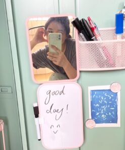 Svartur Magnetic Locker Accessories for Girls with Magnetic whiteboard, Locker Mirror and Magnetic Pen Holder, Pink Locker Decoration for School Locker, Back to School Essentials 6 7141VZpm97L