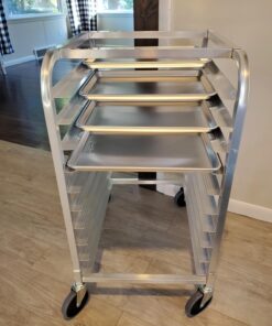 New Star Foodservice 36510 Commercial-Grade Aluminum 10-Tier Sheet Pan/Bun Pan Rack, 26" L x 20" W x 38" H with Brake Wheels 26 x 20 x 38 32 7142wOKxYKL