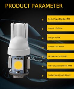 EverBright 20-Pack T10 194 Led Bulb, White 5050 5 SMD 2825 W5W 912 168 LED Bulb Replacement For Car Interior Lights Clearance Wedge Dome Trunk Dashboard Bulb License Plate Light Lamp DC 12V DC-12V 15 71435wqozhL