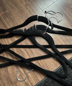 Zober Velvet Hangers 50 Pack - Heavy Duty Black Hangers for Coats, Pants & Dress Clothes - Non Slip Clothes Hanger Set - Space Saving Felt Hangers for Clothing 30 7143P4cs42L