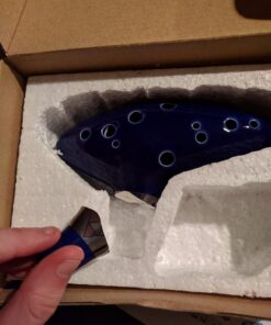 TOTMC Legend of Zelda Ocarina of Time Triforce Link 12 Hole Alto C Mediant Tone Ocarina Zelda Cosplay Ceramic Replica + Textbook Blue,Gold,Silver 47 71442KM5CRL