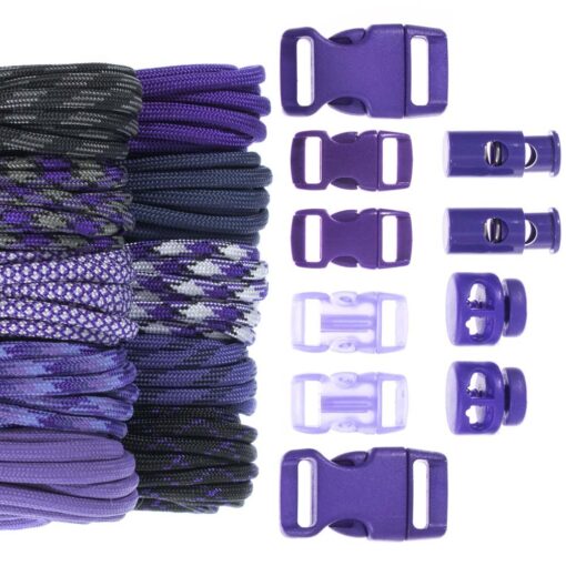 Craft County 550 Paracord Crafting DIY Kits - 80 Feet of Paracord and 8-3/8 Inch Buckles - Arts and Crafts, Bracelets, Keychains, Lanyards Amethyst