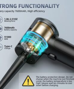 ZARIMI Compressed air Duster - Keyboard Cleaner for Office no Canned Reusable Good Replacement Can Electric 91000RPM Cordless air Duster pc 7600mAh -pc Cleaning-air Blower-car dusters-Electric 44 7144sCe9s3L