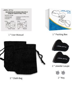 JARLINK 2 Pack 30X 60X Illuminated Jewelers Eye Loupe Magnifier, Foldable Jewelry Magnifiers with Bright LED Light for Gems, Jewelry, Coins, Stamps, etc (Black) Black 20 7145cf8lZJL