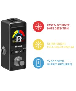KLIQ TinyTune Tuner Pedal for Guitar and Bass - Mini - Chromatic - with Pitch Calibration and Flat Tuning (Power Supply Required) 26 7148TlG7AaL