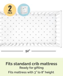 100% Organic Cotton Baby Crib Sheet (2 Pack) - Jersey Knit Soft Fitted Baby Sheet - Washable Crib Mattress Sheets for Baby Toddler Newborn Infant & Kids - Fits Standard Crib Toddler Mattresses 32 7148UsEtOL