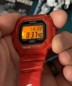 Casio Unisex F-108WH-1ACF Big Square Digital Display Quartz Black Watch Red 26 7149cBKCp9L