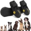 Expawlorer 4PCS Anti-Slip Dog Shoes - Waterproof & Stain Resistant Dog Booties with Reflective Straps for Outdoor Hiking, Dog Paw Protectors for Hot Pavement, Winter Snow, Fit All Breed Dogs Black Size 6: 2.8"x2.56" (L*W) (Pack of 4)