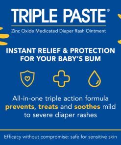 Triple Paste Diaper Rash Cream for Baby - 16 Oz Tub - Zinc Oxide Ointment Treats, Soothes and Prevents Diaper Rash - Pediatrician-Recommended Hypoallergenic Formula with Soothing Botanicals 16 Ounce 22 714AOFbZ8L
