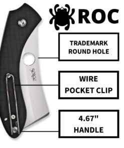 Spyderco Roc Specialty Folding Utility Pocket Knife with LinerLock Mechanism - 3.10" VG-10 Stainless Steel Cleaver Style Blade and Black Textured G-10 Handle - PlainEdge - Everyday Carry - C177GP 11 714AohRNXjL
