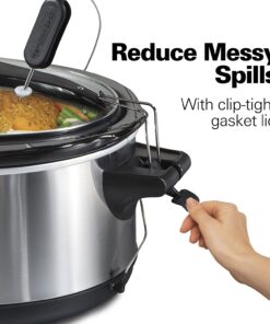 Portable 6 Quart Set & Forget Digital Programmable Slow Cooker with Lid Lock, Dishwasher Safe Crock & Lid, Temperature Probe, Stainless Steel 11 714Ays1ekVL