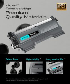 iNKPAD TN450 (4 Black) High Yield Compatible Toner Cartridge Replacement for Brother TN420 TN-450 Work with HL-2280DW HL-2270DW HL-2230 MFC-7360N MFC-7860DW DCP-7065DN Intellifax 2840 2940 (4 Pack) BTN450-4B 10 714BFv2 jcL