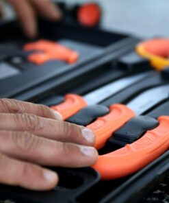 Outdoor Edge WildPak 8-Piece Hunting Knife Set & Field Dressing Kit | Features Razor-Sharp Full Tang Skinning Knife, Caping & Boning Knives, Knife Sharpener, Bone Saw, Rib Spreader | Compact Hard Case 15 714BnkVbrL