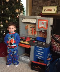 Step2 Deluxe Kids Workbench – Includes 50 Toy Workbench Accessories, Interactive Features for Realistic Pretend Play – Indoor/Outdoor Kids Tool Bench – Dimensions 40.75" H x 34" W x 15" D 20 714C65BAZjL