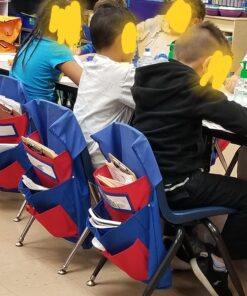 Carson Dellosa 15" W x 19" H Canvas Blue and Red Chairback Buddy Pocket Chart, Classroom Chair Organizer, Classroom Chair Storage with 6 Chair Pockets and One Student Name Tag, Seat Storage Organizer Blue & Red 1 pack 31 714Cr1TMpAL