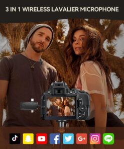 IMAXTOP Wireless Lavalier Microphone,Professional Microphones for iPhone Android Camera,2.4G Ultra-Low Delay Lapel Mic with Noise Reduction-3 in 1 Mini Mic for Recording,Live Streaming,YouTube,TikTok Black 22 714DES4QquL 1