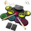 Miortior Electronic Drum Set, 10 Pads Roll-up Drum Practice Pad with Drum Pedals & Drum Sticks, Portable Drum Pad Machine Built-in Speaker with Headphone Jack, Great Christmas & Birthday Gift for Kids 18 714DGjtvzKL
