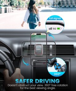 APPS2Car 2 Packs Magnetic Phone Car Mount, in Car Phone Holder Air Vent Magnetic, 6 N52 Magnets Universal Mobile Phone Holders for Cars, for iPhone Pro Max Samsung S22 Ultra P30 GPS Black-Red 28 714EKmnBTVL