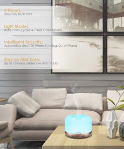 URPOWER 500ml Aromatherapy Essential Oil Diffuser Humidifier Room Decor Lighting with 4 Timer Settings, 7 LED Color Changing Lamp and Waterless Auto Shut-Off A-yellow 21 714EZM Z L