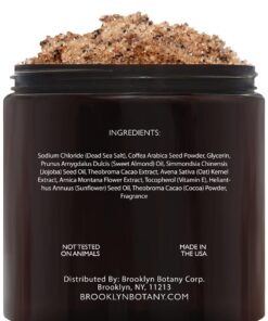 Brooklyn Botany Dead Sea Salt and Arabica Coffee Body Scrub 10 oz - Moisturizing and Exfoliating Body, Face, Hand, Foot Scrub - Fights Stretch Marks, Fine Lines, Wrinkles - Great Gifts for Women & Men 10 Ounce (Pack of 1) 20 714FDsWDU8L