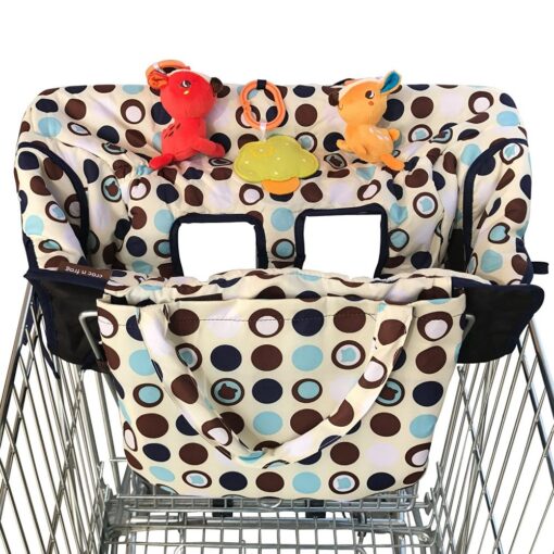 Shopping Cart Cover for Baby and High Chair Cover -2-in-1- Soft Padded Machine Washable Cart Cover for Babies - Cellphone and Bottle Holder included, Perfect baby shower gifts for boys or girls