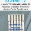 SCHMETZ Euro-Notions 1732 Microtex Sharp Machine Needles-Size 8/60 5/Pkg,Silver 1 Pack