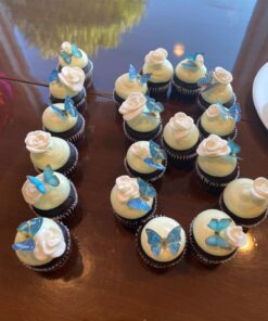 Sugar Robot Inc. Edible Butterflies Small Premium Crafted Made in the USA Cake and Cupcake Toppers, Decoration (Blue) Blue 30 714GQOg9WkL