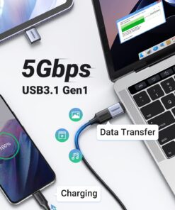 UGREEN USB to USB C 3.0 Adapter 2 Pack,USB C to USB Adapter USB C Male to USB Female Adapter Compatible with iPhone 15 Samsung S23 Ultra MacBook Pro 2023/ Air 2022 iPad Pro/Mini,Thunderbolt 4/3 Silve Silver 28 714Gnnc9m0L