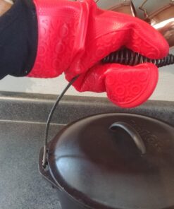 HOMWE Extra Long Professional Silicone Oven Mitt, Oven Mitts with Quilted Liner, Heat Resistant Pot Holders, Flexible Oven Gloves, Red, 1 Pair, 14.7 Inch 36 714H8m AYlL