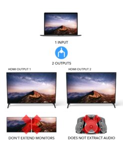 OREI HDMI Splitter 1 in 2 Out - 1x2 HDMI Display Duplicate/Mirror - Powered Splitter Full HD 1080P, 4K @ 30Hz (One Input To Two Outputs) - USB Cable Included - 1 Source to 2 Identical Displays 38 714HGbuOhNL