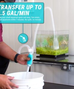 TERA PUMP TRFTCLN Aquarium Gravel Cleaner (BPA Free) Fish Tank Sand Cleaner Aquarium Gravel Cleaner with Long Nozzle & Water Flow Controller, (10-20 Gallon Tank) Large 24 714HH4PBcKL