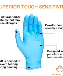 Superior Glove KeepKleen Contour Work Nitrile Gloves (100 Count) Latex Free Glove, Disposable Gloves, Powder Free, 9" Length - RDCNPF (Medium) Medium (100 Count) Blue 14 714HLr yzL