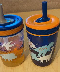 Zak Designs Kelso Toddler Cups For Travel or At Home, 15oz 2-Pack Durable Plastic Sippy Cups With Leak-Proof Design is Perfect For Kids (DinoRoar, Zaksaurus) DinoRoar & Zaksaurus 24 714HYLKarOL