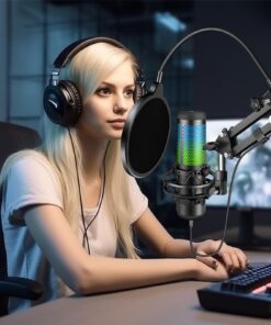 Alternative view of Aokeo Professional Microphone Pop Filter Mask Shield For Blue Yeti and Any Other Microphone, Mic Dual Layered Wind Pop Screen With A Flexible 360° Gooseneck Clip Stabilizing Arm Black